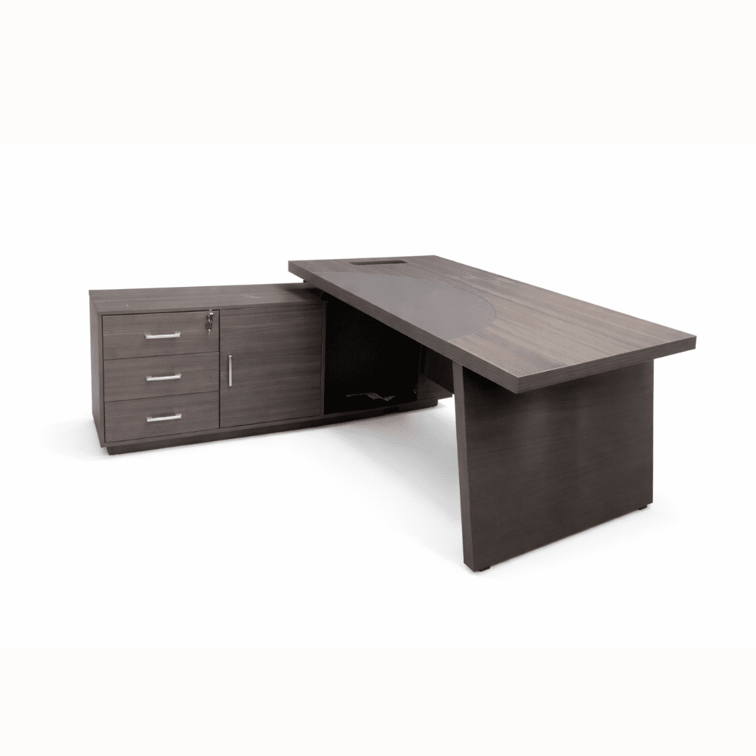 Executive L-Shaped Office Desk with Side Storage – Modern Managerial Workstation