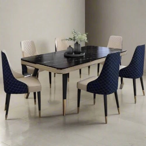 6 Seater Modern Marble Dining Set