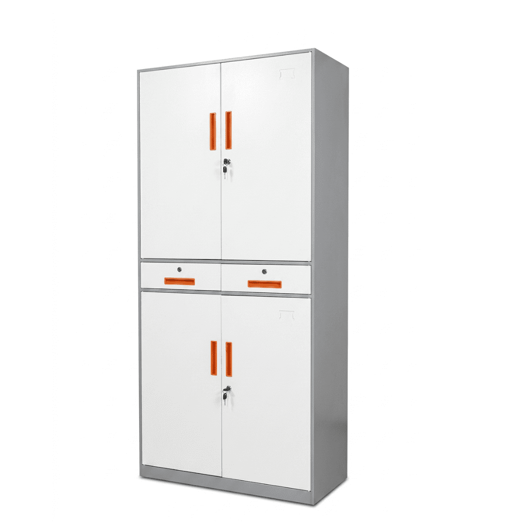 4-Door Metal Office Storage Cabinet with Drawers & Security Locks