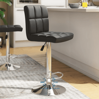 Adjustable height swivel bar stool with a chrome base.