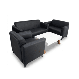 Black leather sofa set
