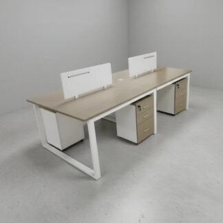 4 Man Workstation Unit with Metal Legs