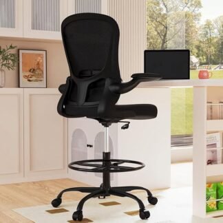 Ergonomic Drafting Mesh Chair with Flip-Up Armrests