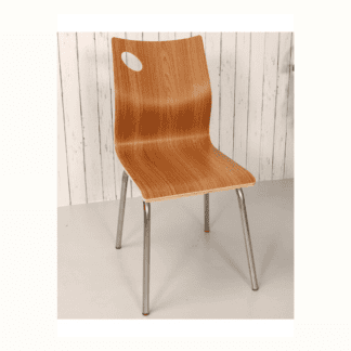 Ergonomic Curved Backrest Wood - Metal Leg Chair
