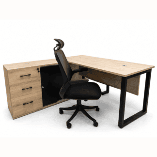 Modern Executive Office Desk with Side Cabinet