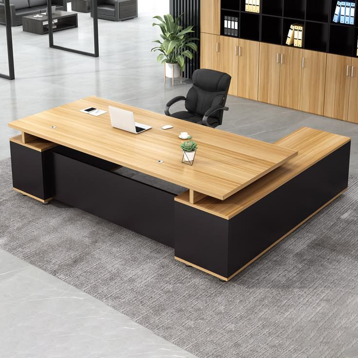 Executive Modern Office Desk with Drawers Cabinet