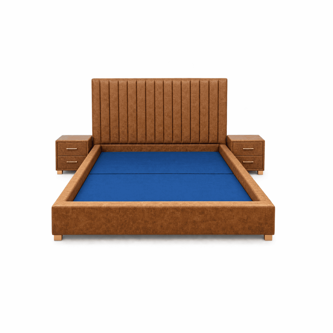 Upholstered Bed with Integrated Bedside Tables
