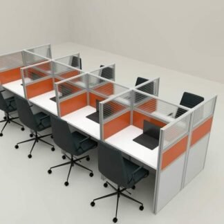 8-Man Office Workstation with Privacy Partition