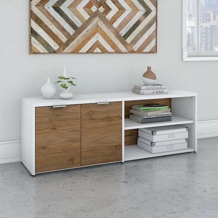 Modern Office Storage Cabinet with Wood Finish